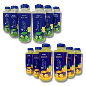 Botellas pack mix bebida isotónica Artio sport naranja y limón 500ml