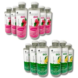 Botellas de pack mix bebida isotónica Artio GO! frambuesa y lima-limón 500ml